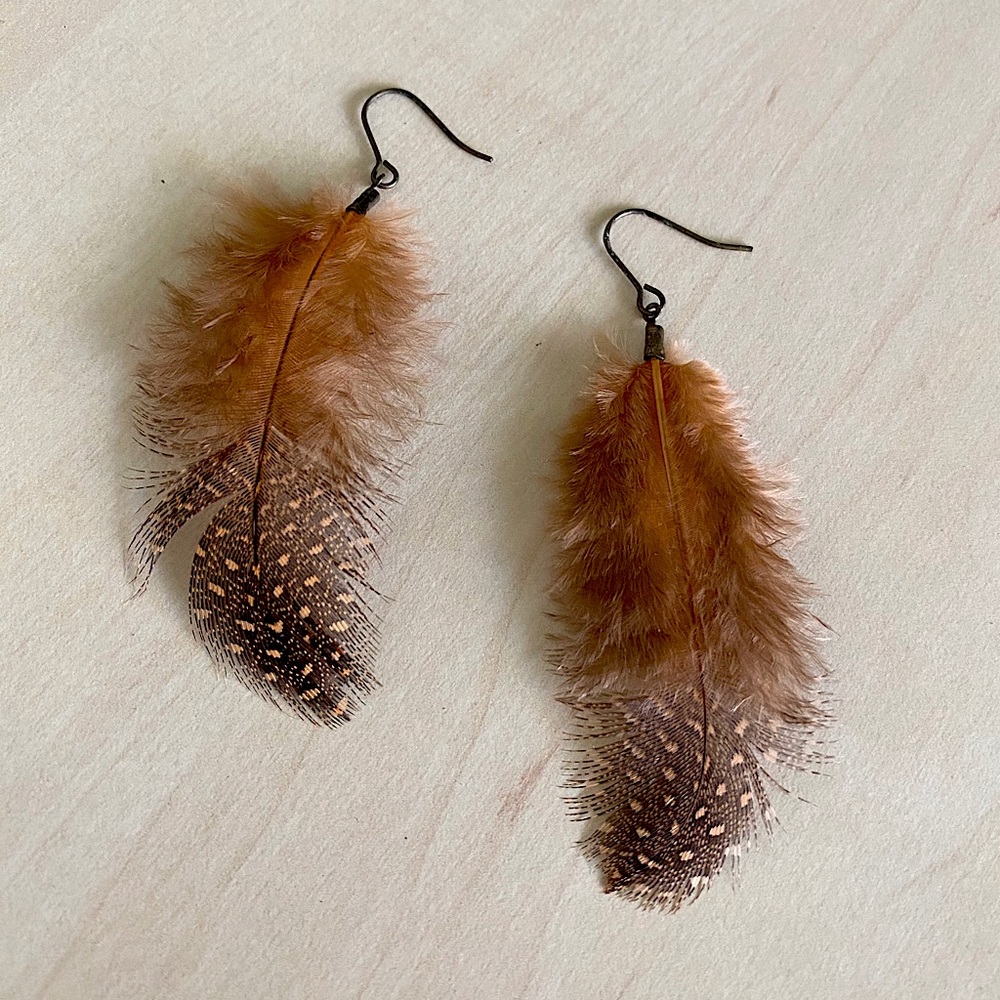 Brown Feather Earrings